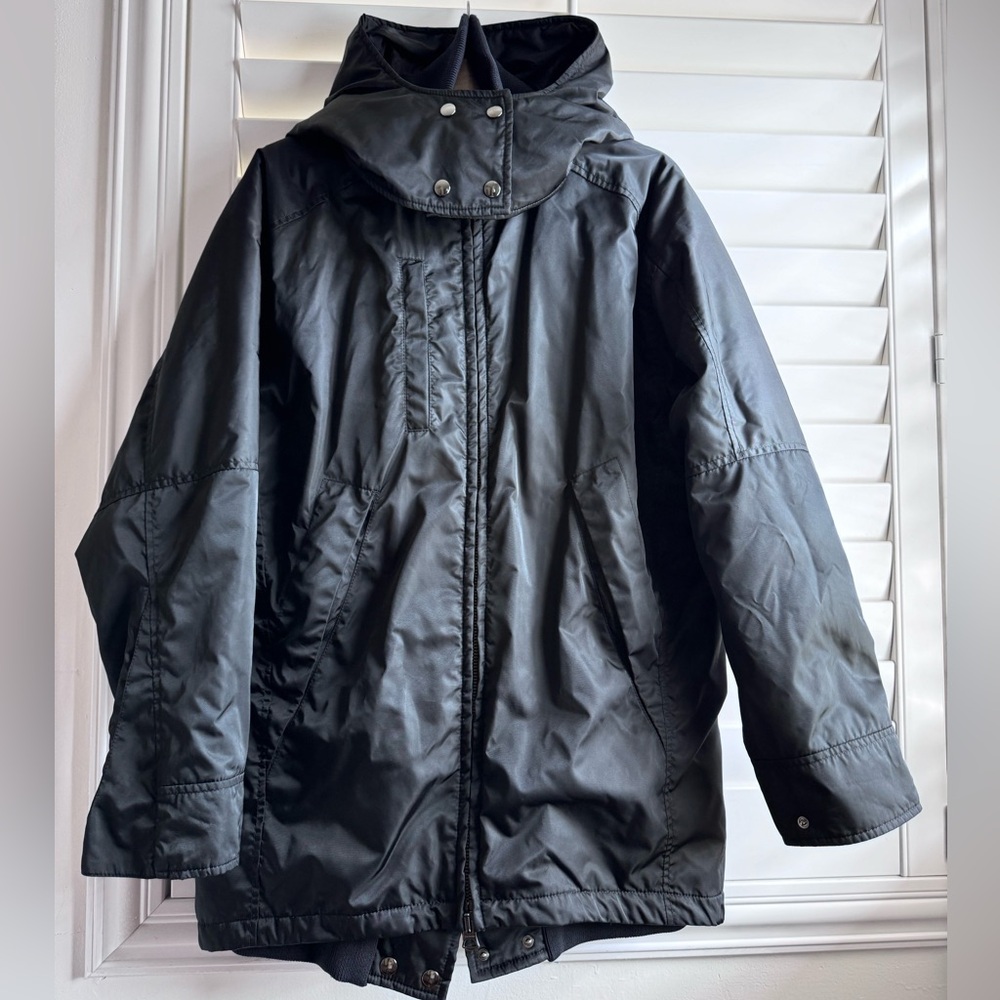 SOLD Acne Studios Womens Black Parka Jacket Anorak Removable Hood Coat 36 Small